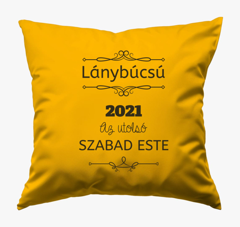 Lánybúcsú utolsó szabad este párna — Napsárga