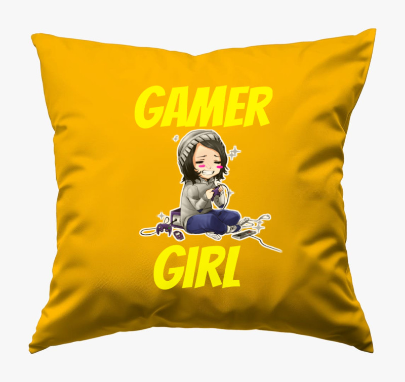 Gamer Girl v2 párna — Napsárga