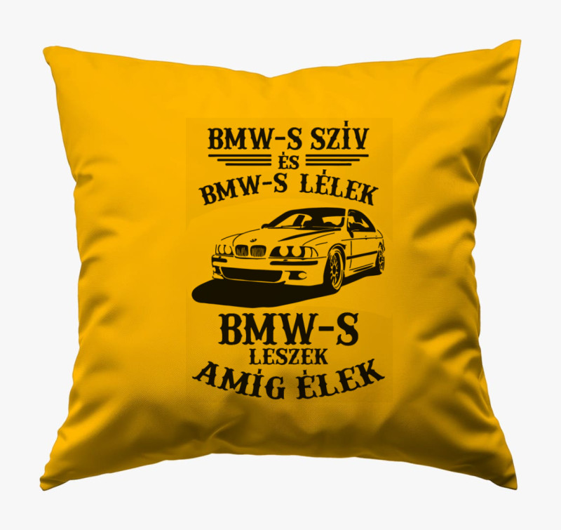BMW-s szív, BMW-s lélek párna — Napsárga
