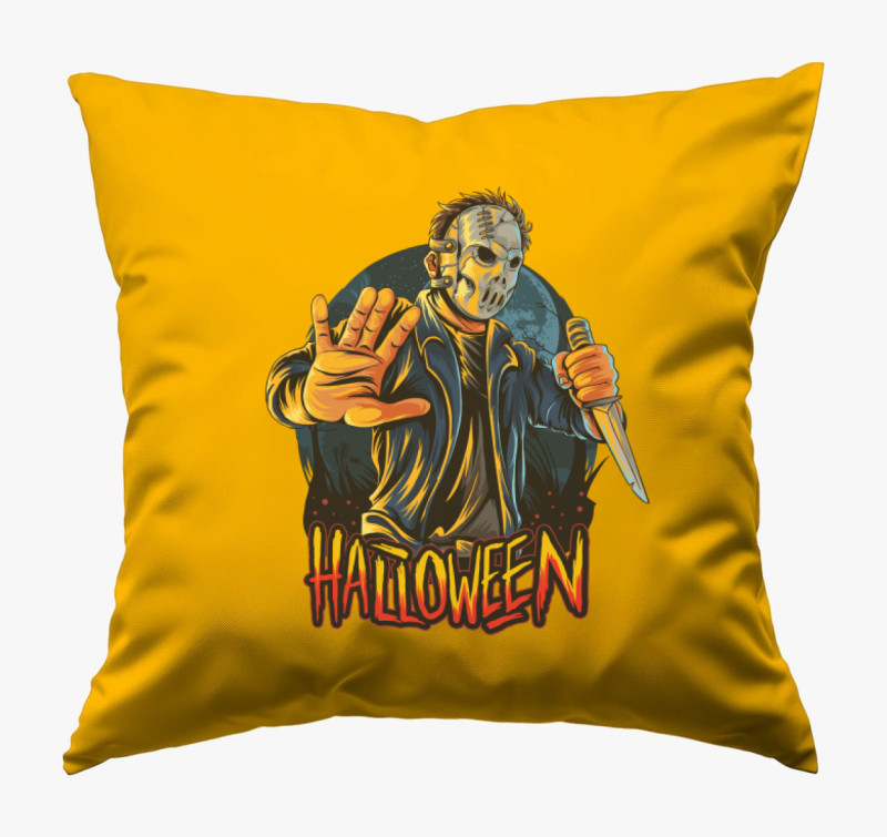 Halloweenes Jason párna — Napsárga