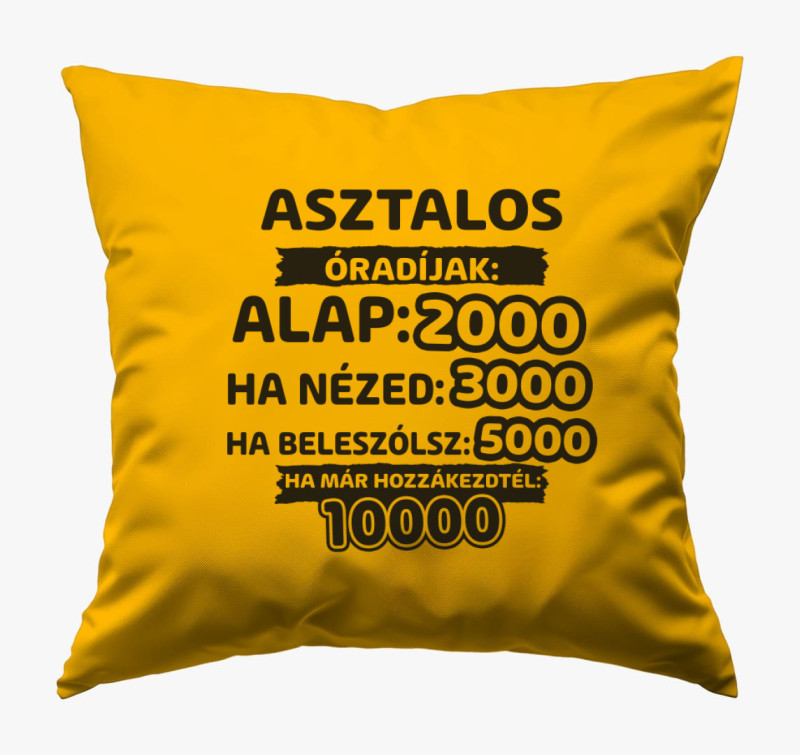 Asztalos óradíjak munka párna — Napsárga