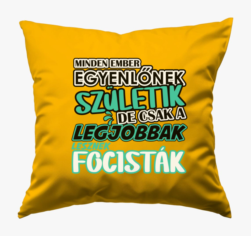 Egyenlőnek születik focis párna — Napsárga