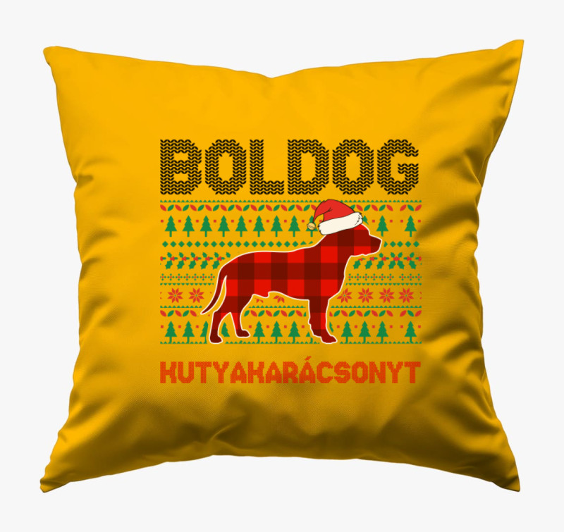 Boldog kutyakarácsonyt párna — Napsárga