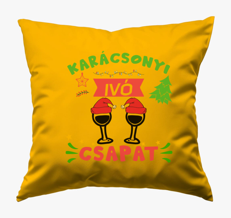 Karácsonyi ivó csapat párna — Napsárga