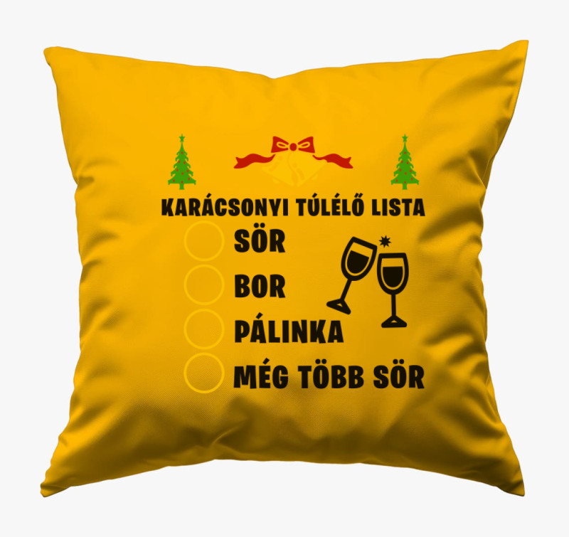 Karácsonyi túlélő lista párna — Napsárga