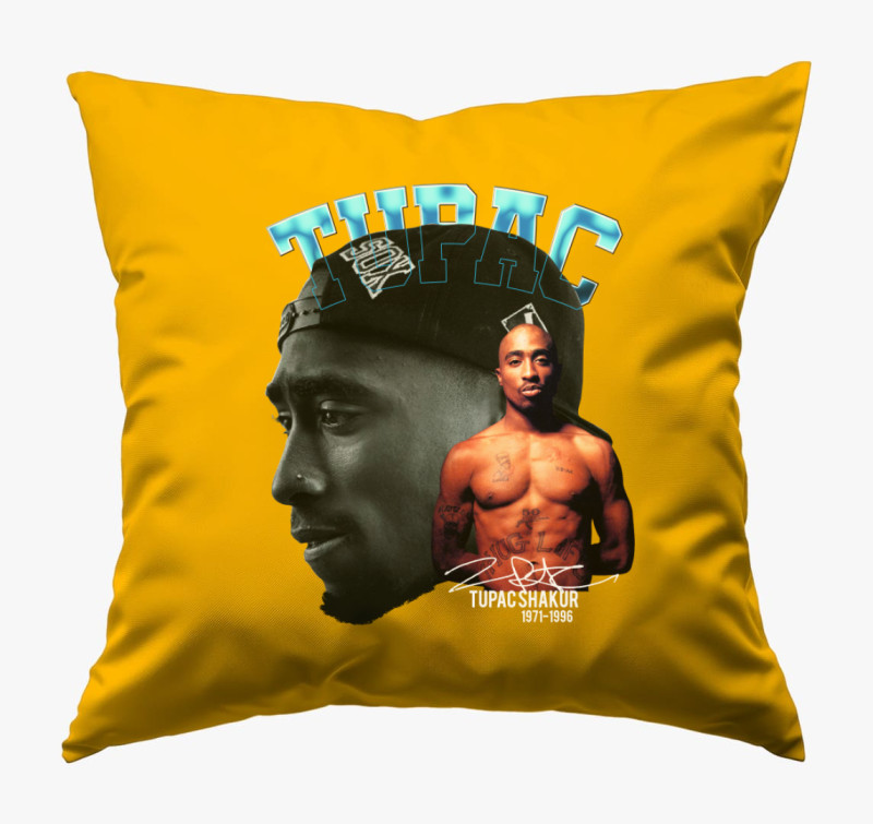 2Pac portrés párna — Napsárga