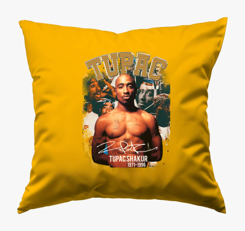 Tupac aláírás párna — Napsárga