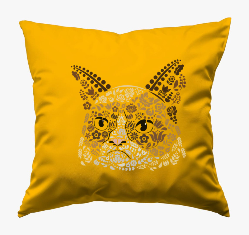Magyaros Grumpy cat párna — Napsárga
