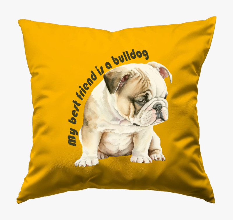 My best friend is a bulldog párna — Napsárga