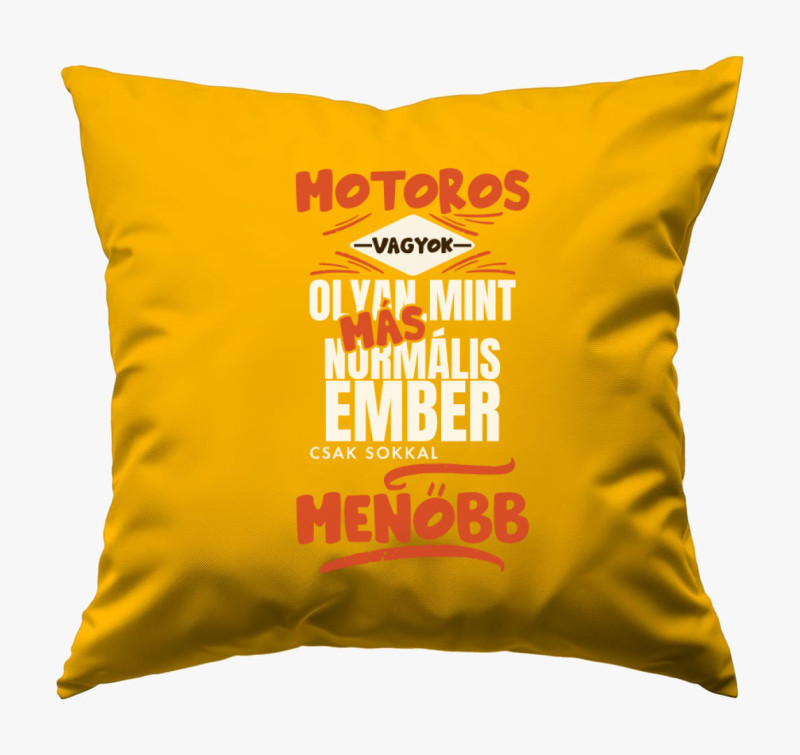Motoros vagyok olyan mint más ember párna — Napsárga