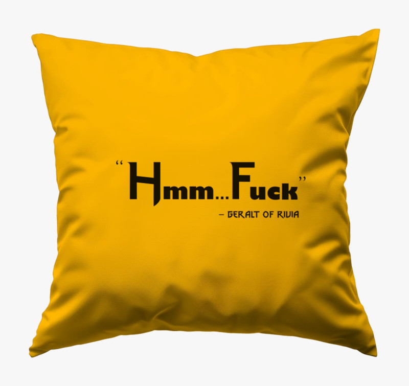 Hmm Fuck Geralt párna — Napsárga