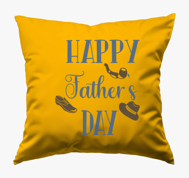 Happy Fathers Day párna — Napsárga