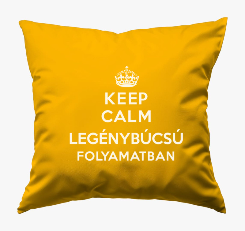 Keep calm legénybúcsú folyamatban párna — Napsárga