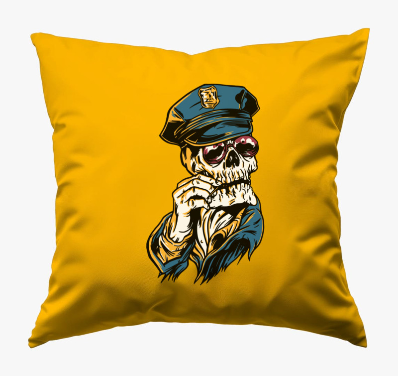 Skeleton Officer párna — Napsárga
