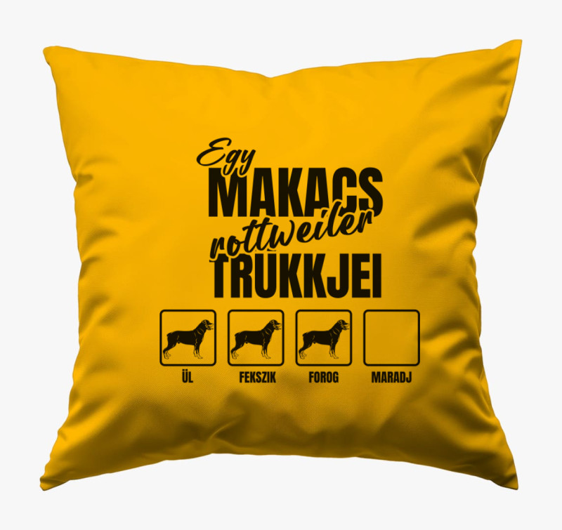 Egy makacs rottweiler trükkjei párna — Napsárga