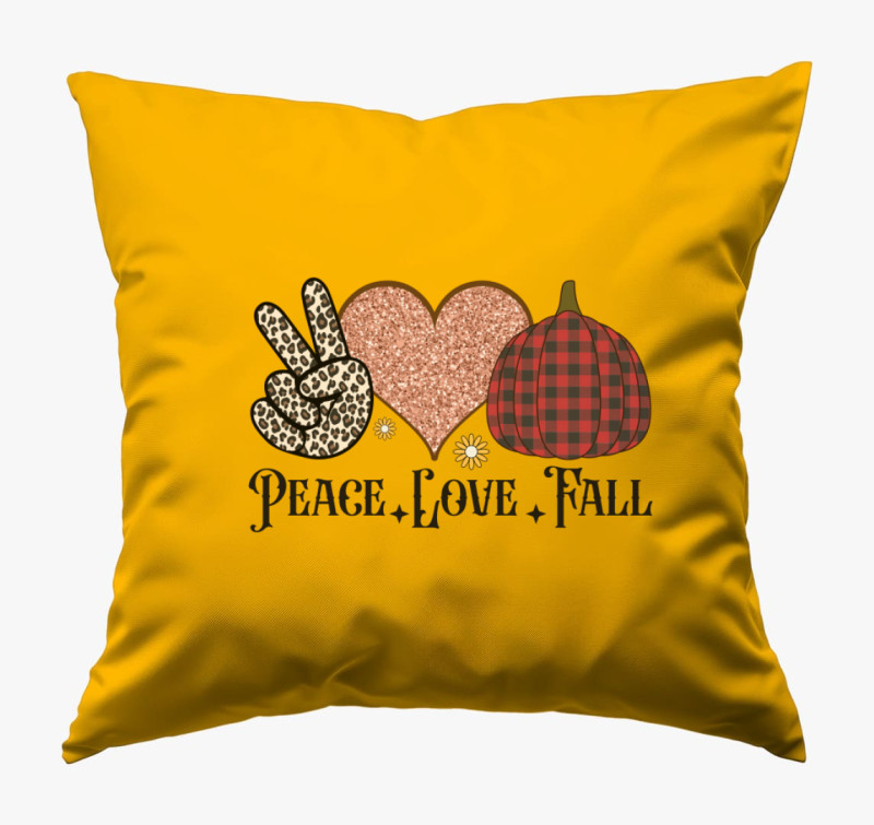 Peace love fall párna — Napsárga