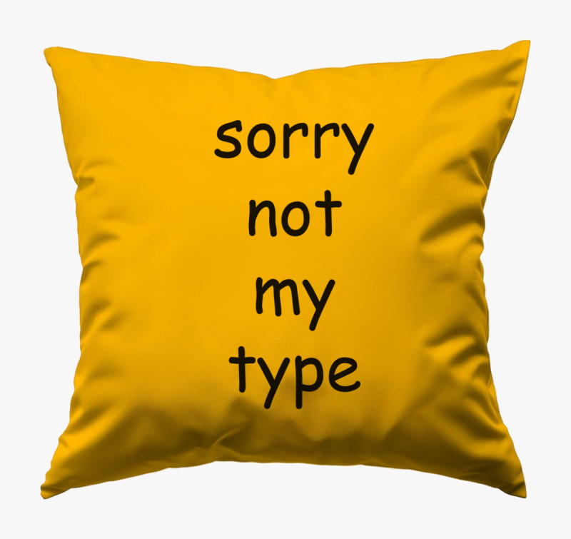 Comic sans type párna — Napsárga