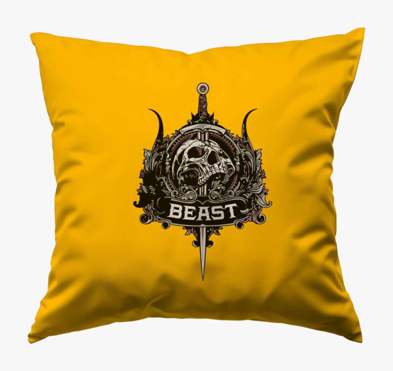 Beast skull párna — Napsárga