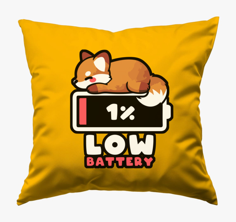 Low Battery párna — Napsárga
