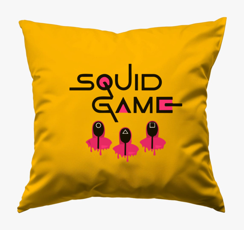 Squid Game feliratú párna — Napsárga
