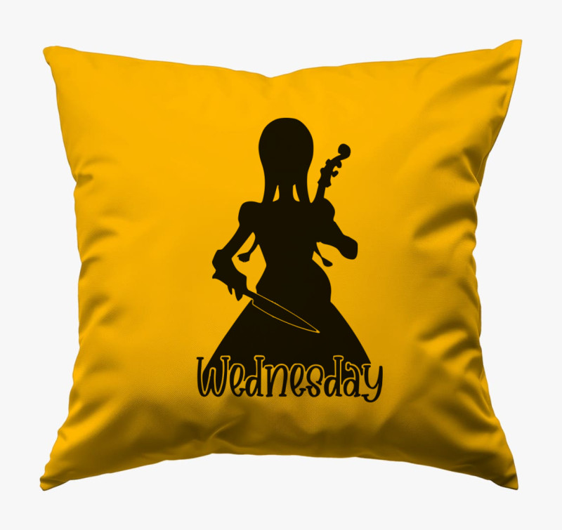Wednesday Addams silhouette párna — Napsárga