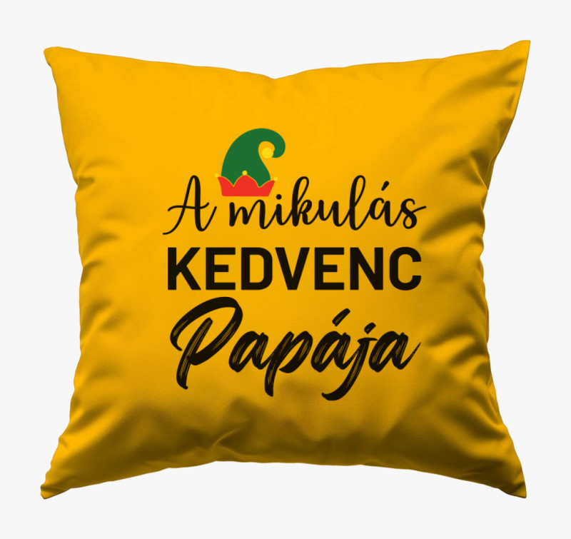 A mikulás kedvenc papája párna — Napsárga