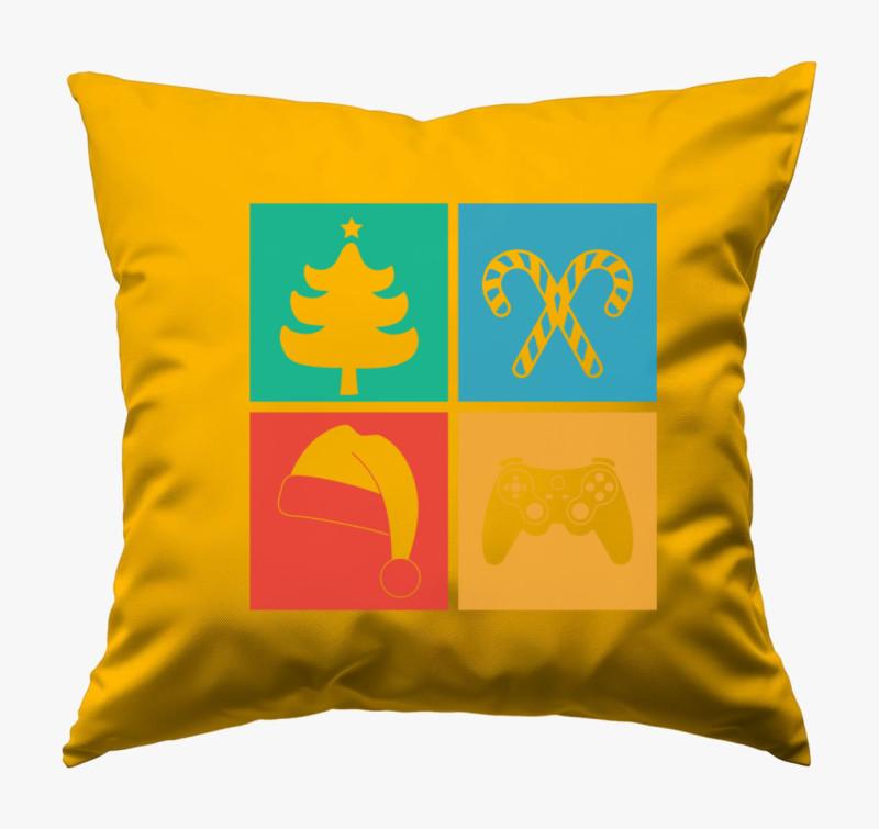 Gamer karácsonyos párna — Napsárga