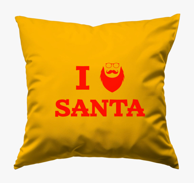 I love Santa - Szeretem a Mikulást párna  — Napsárga