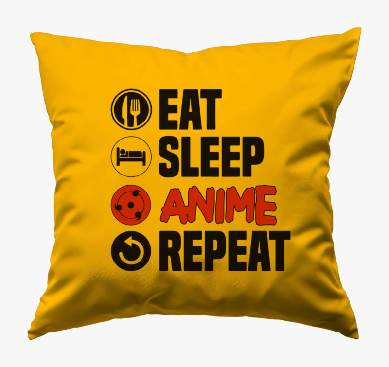 Eat sleep anime repeat párna — Napsárga