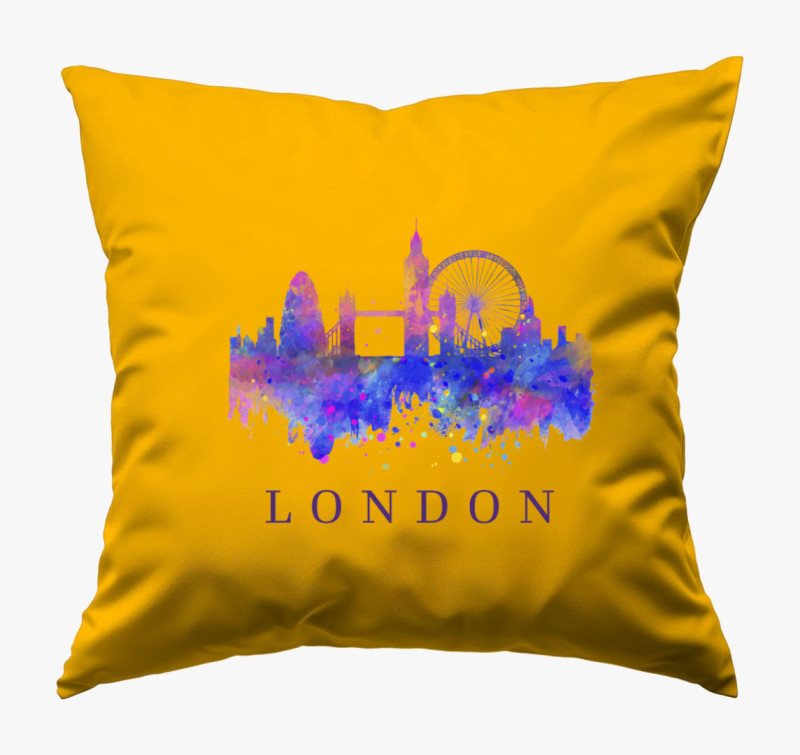 London mintás párna — Napsárga