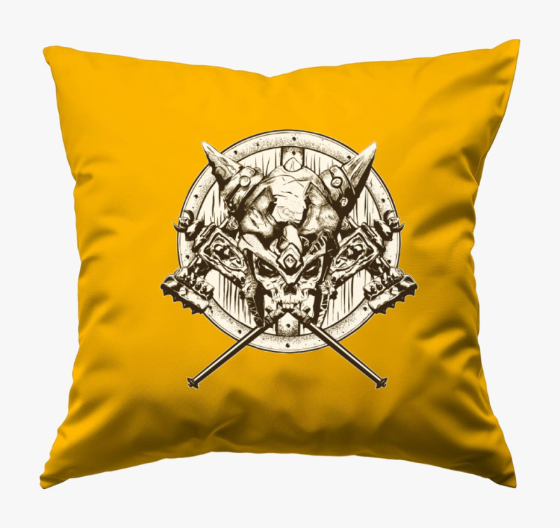 Viking koponyás párna — Napsárga
