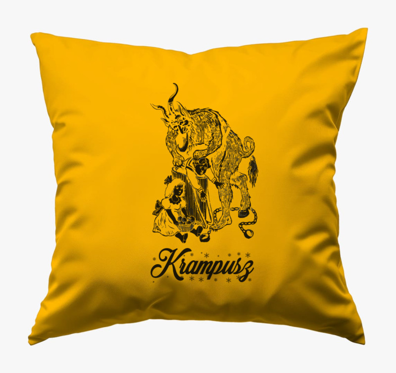 Krampuszos párna — Napsárga