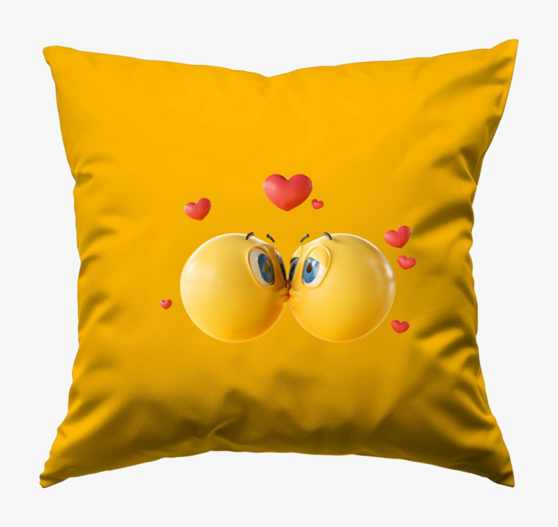 Csókos emojik párna — Napsárga