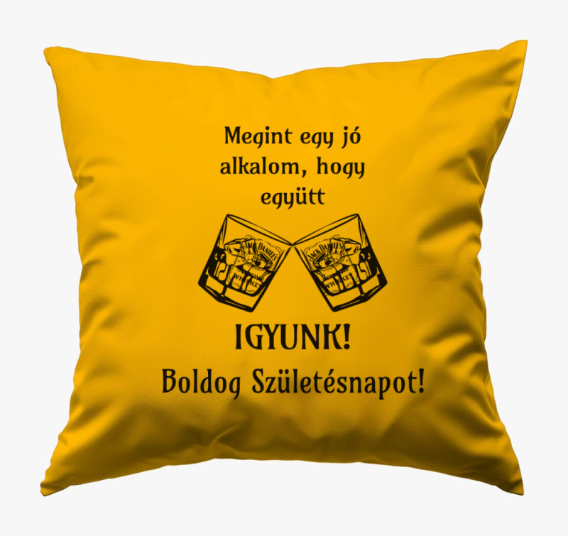 Igyunk a szülinapodra párna — Napsárga