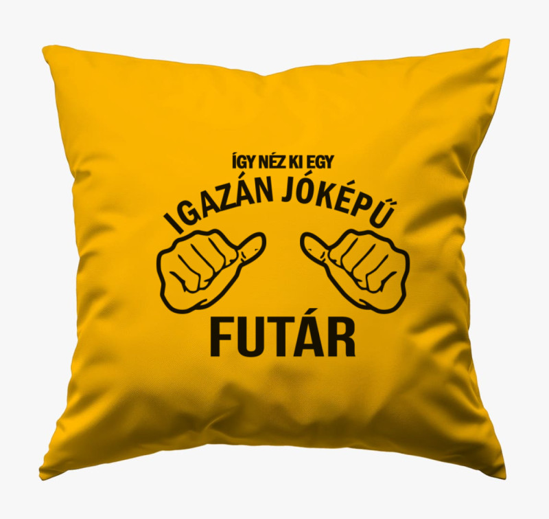 Jóképű futár párna — Napsárga