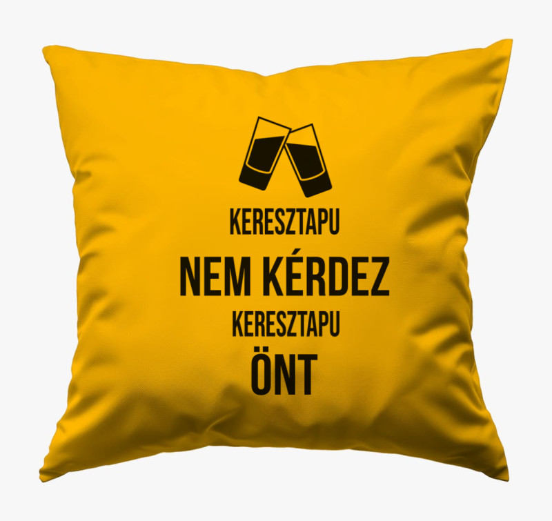 Keresztapu koccintós párna — Napsárga