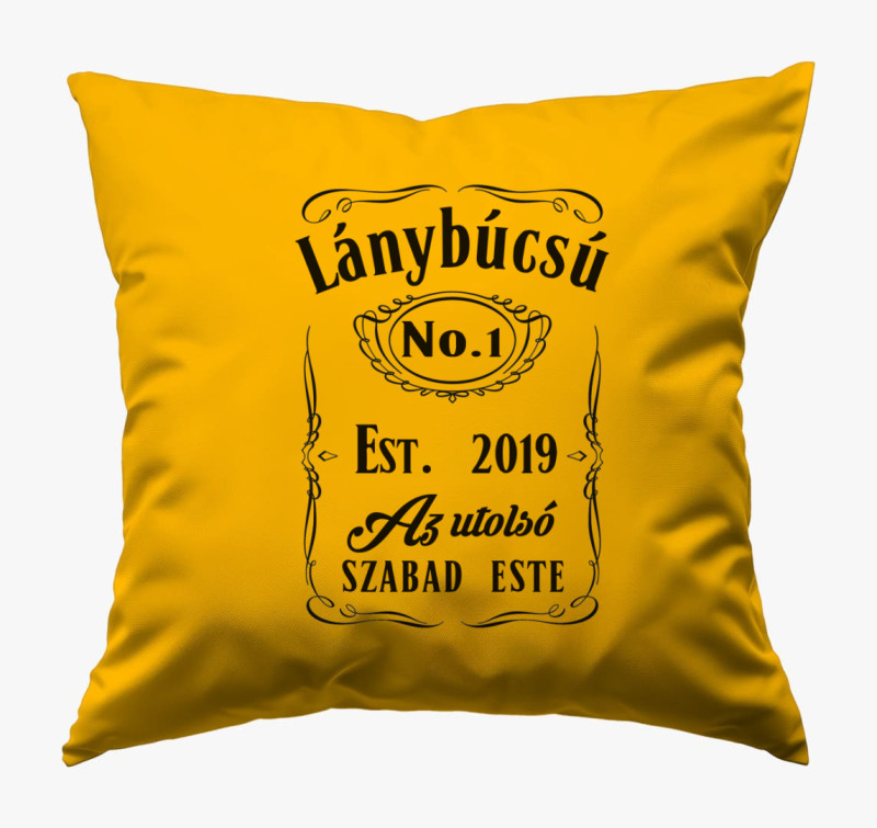 Lánybúcsú Jack Daniels párna — Napsárga
