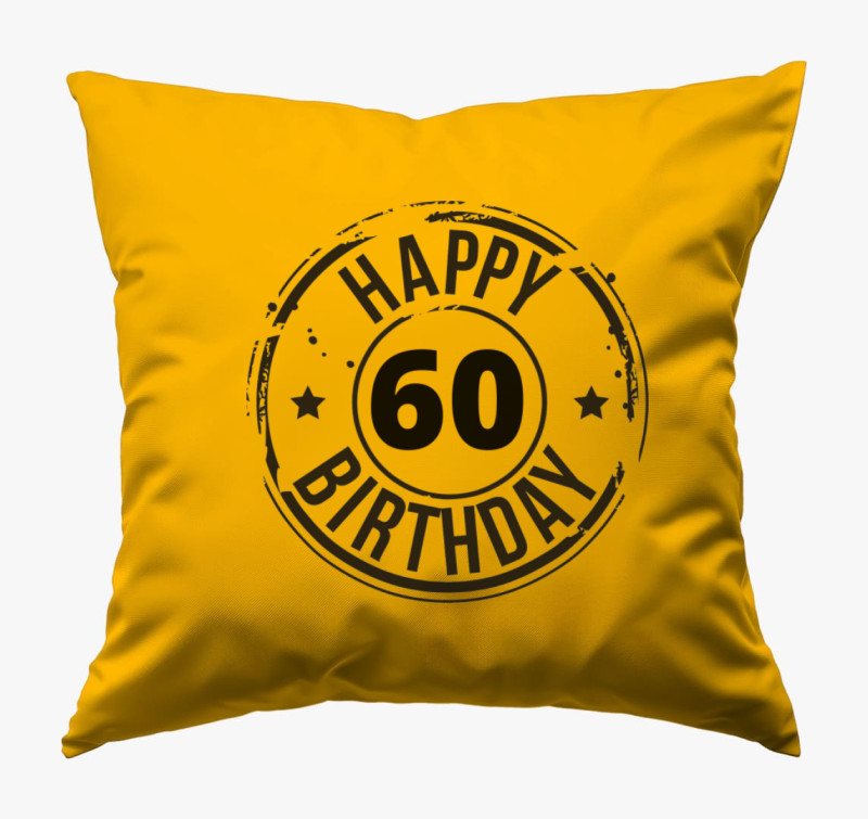 Happy Birthday párna  - Megadható Életkorral - — Napsárga