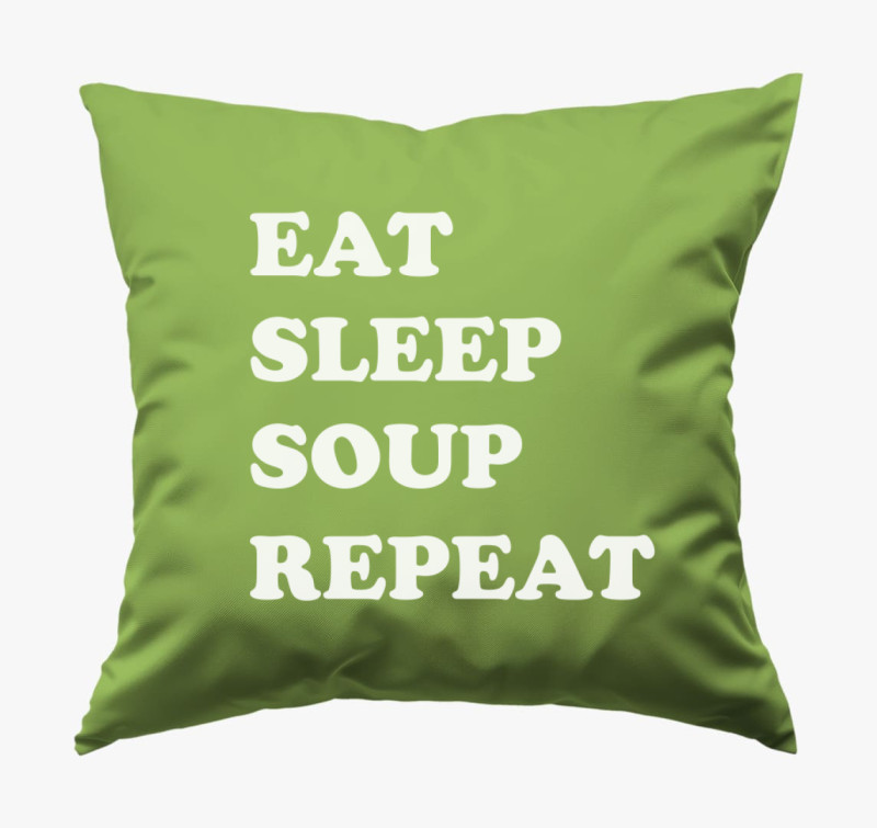 EAT SLEEP SOUP párna — Zöld