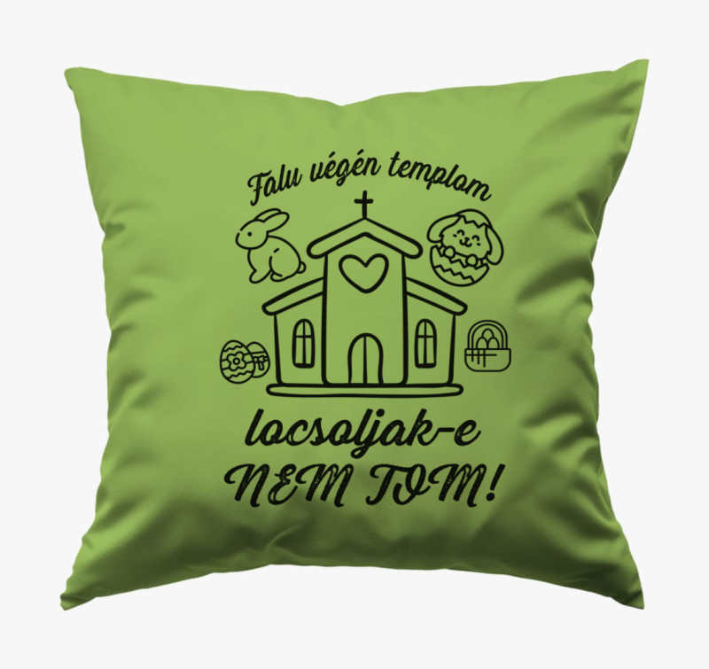 Falu végén templom... locsolkodós párna — Zöld