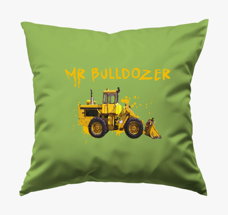 Mr. Bulldozer párna — Zöld