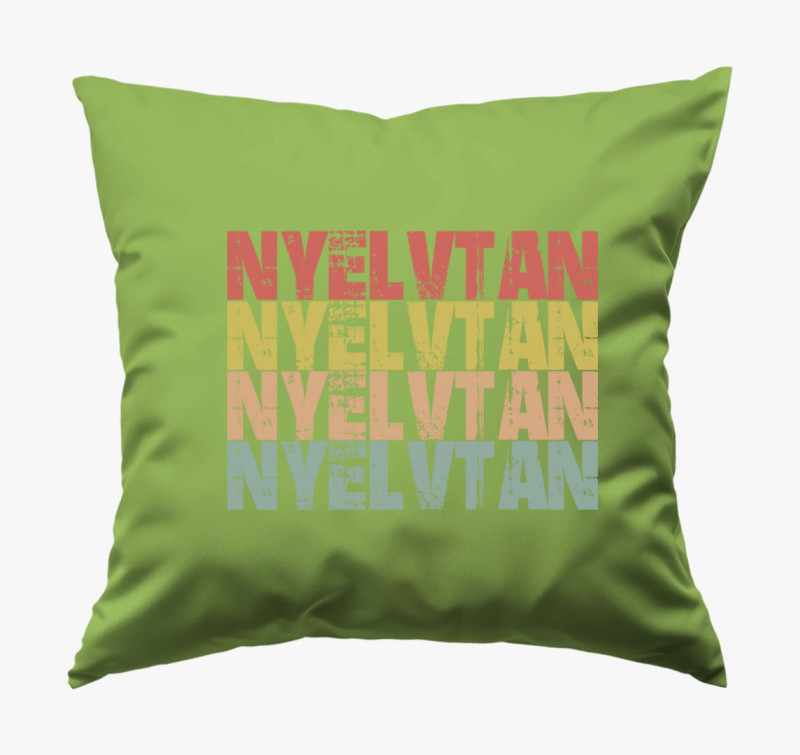 Nyelvtan feliratos párna — Zöld
