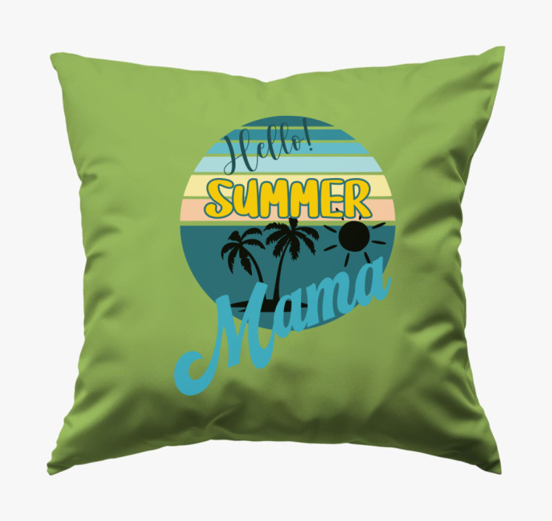 Hello Summer mama párna — Zöld