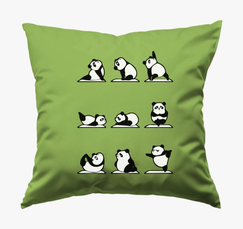 Jógázó panda párna — Zöld
