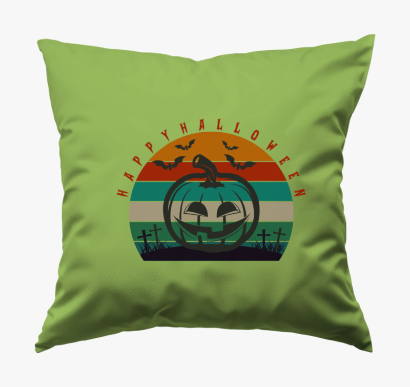 Színes Halloween tök párna — Zöld