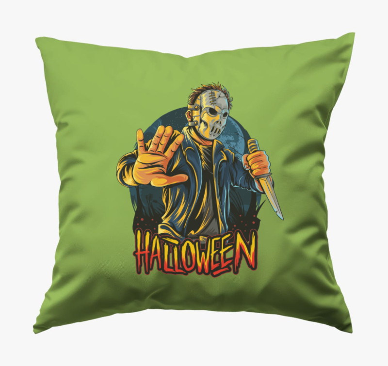 Halloweenes Jason párna — Zöld