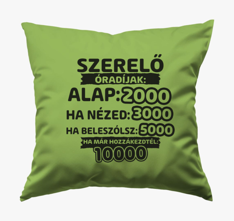 Szerelő óradíjak munka párna — Zöld