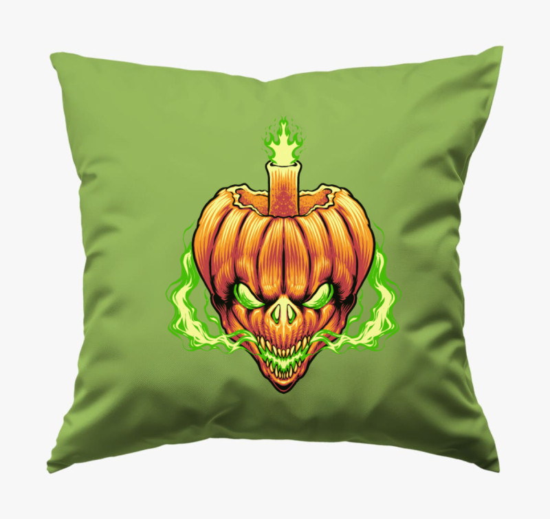 Halloween-i töklámpás párna — Zöld