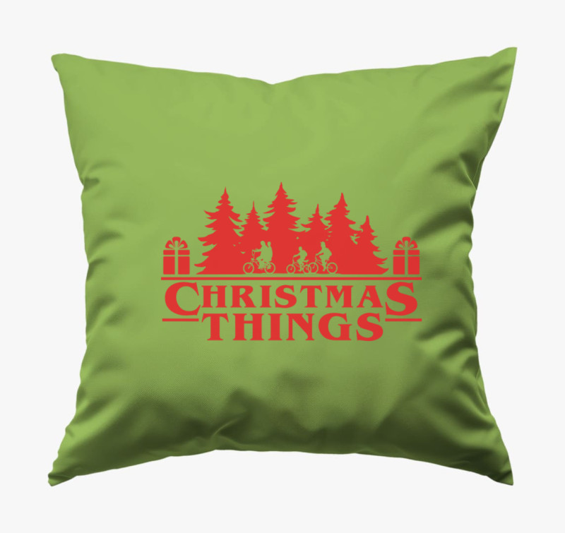 Christmas things Stranger Things párna — Zöld