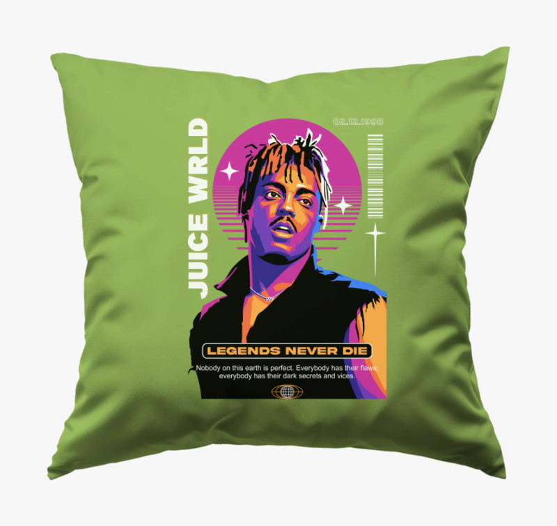 Juice WRLD - Legends never die! párna — Zöld